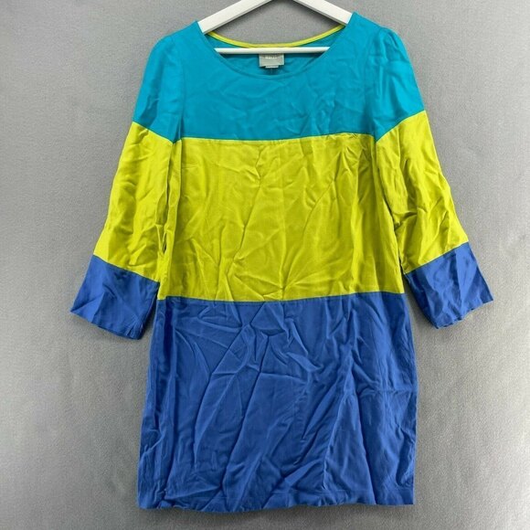 Maeve 100% Rayon Colorblock Shift Dress Womens 8 Motif Anthro Gogo 70s Retro - Picture 1 of 11